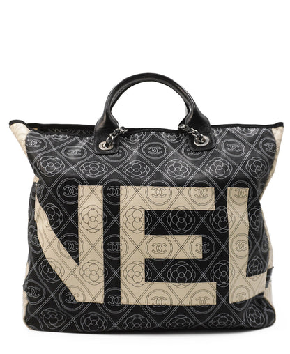Maxi Camellia Shopping Tote Black, White, Multicolor