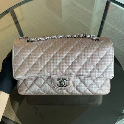 Chanel Calfskin Classic Flap Double Flap Metallic Pixelated Pixel Limited Edition Pink Silver Hardware No 21