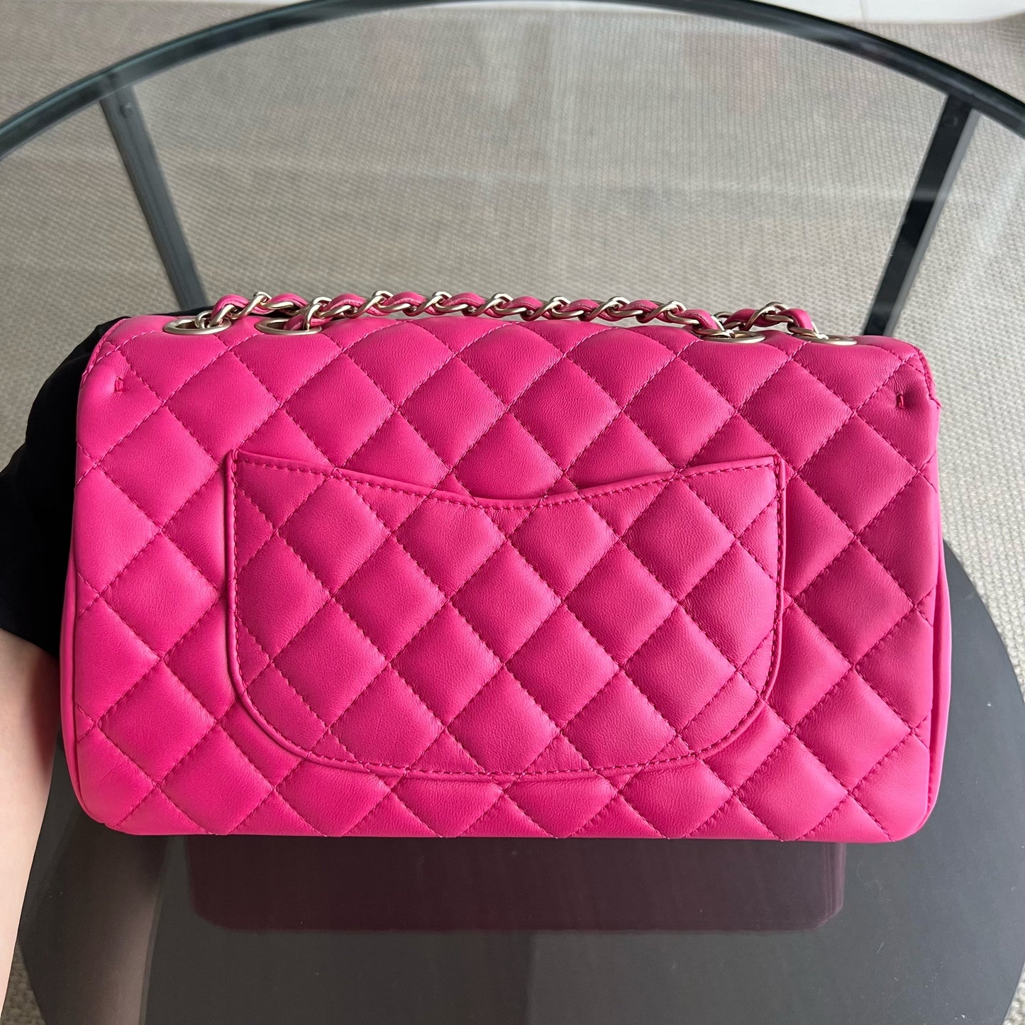 Chic Flap Mademoiselle Classic Flap 25CM Quilted Lambskin Hot Pink Golden Hardware Series 21