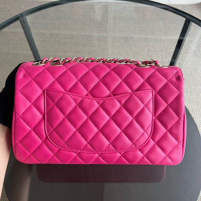 Chic Flap Mademoiselle Classic Flap 25CM Quilted Lambskin Hot Pink Golden Hardware Series 21