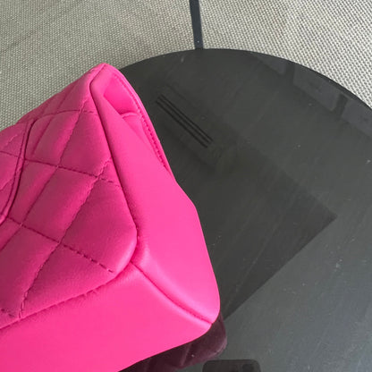 Chic Flap Mademoiselle Classic Flap 25CM Quilted Lambskin Hot Pink Golden Hardware Series 21
