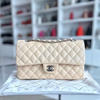 25CM Quilted Lambskin Beige SHW No 14