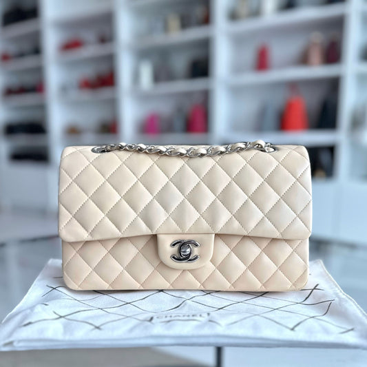 25CM Quilted Lambskin Beige SHW No 14