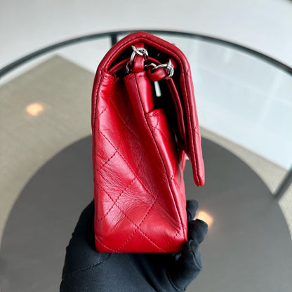 25CM Quilted Lambskin Red SHW No 13