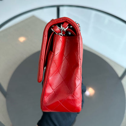 25CM Quilted Lambskin Red SHW No 13