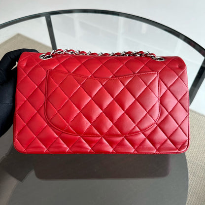 25CM Quilted Lambskin Red SHW No 13