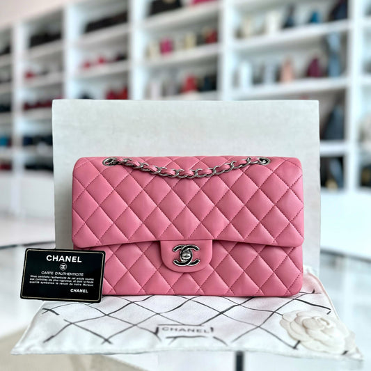 25CM Quilted Lambskin Sakura Pink SHW No 18