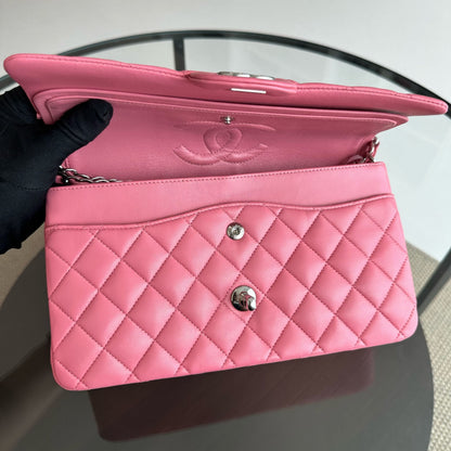 25CM Quilted Lambskin Sakura Pink SHW No 18