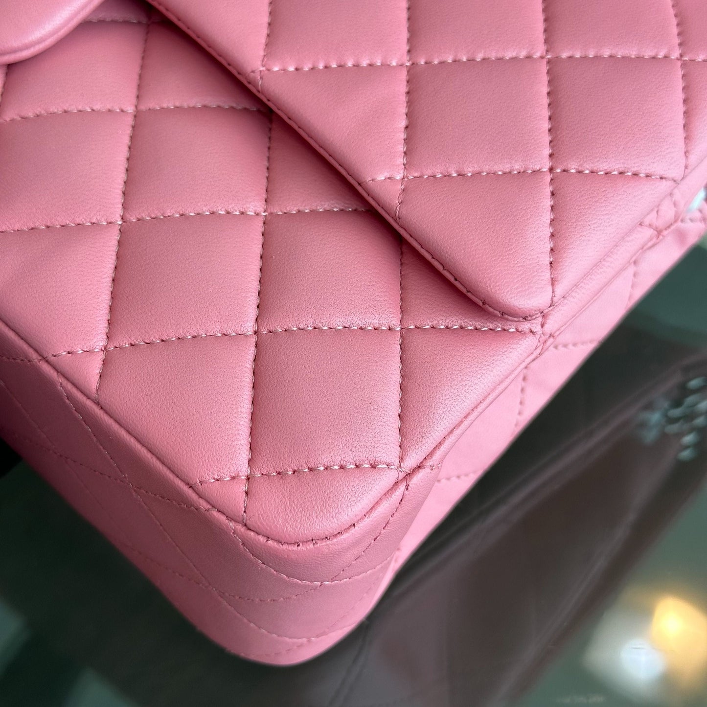 25CM Quilted Lambskin Sakura Pink SHW No 18