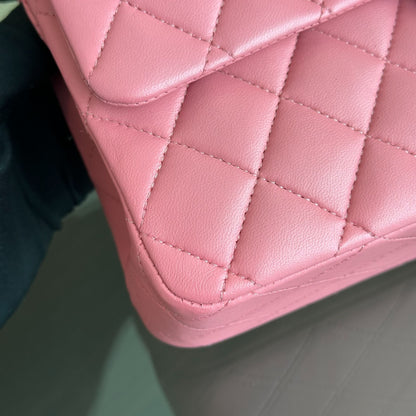 25CM Quilted Lambskin Sakura Pink SHW No 18