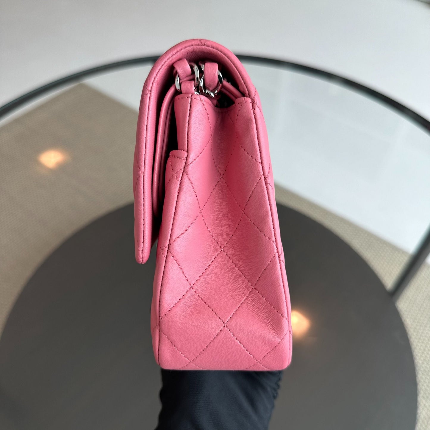 25CM Quilted Lambskin Sakura Pink SHW No 18