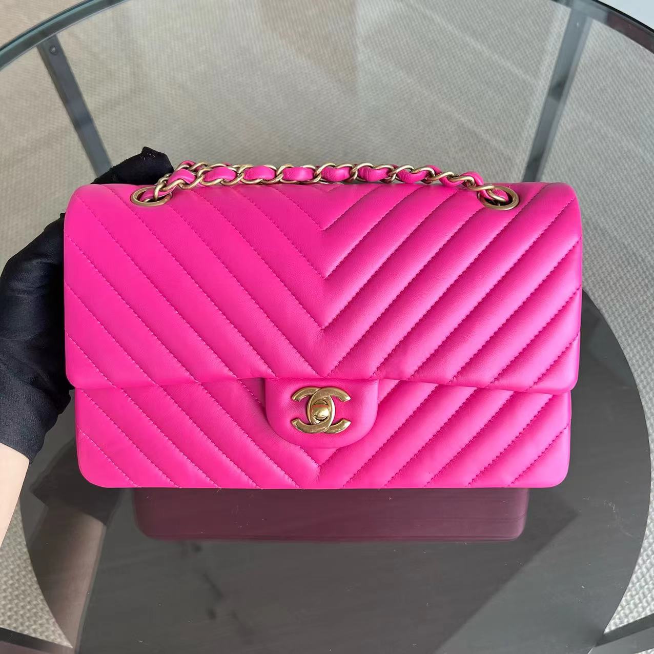 Double Flap Chevron Lambskin Golden Hardware Series 21