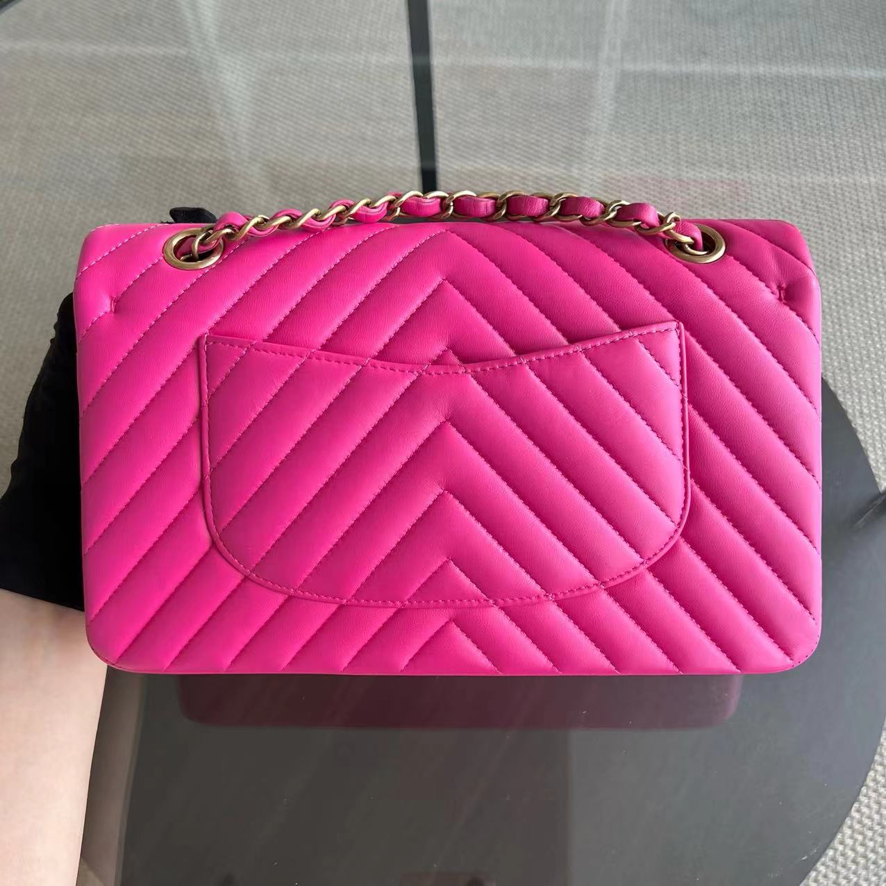 Double Flap Chevron Lambskin Golden Hardware Series 21