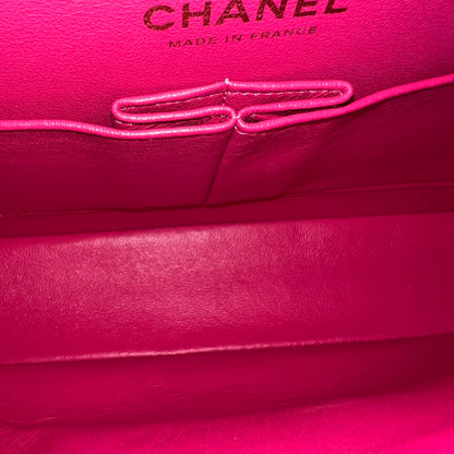 Double Flap Chevron Lambskin Hot Pink Light Golden Hardware Series 24
