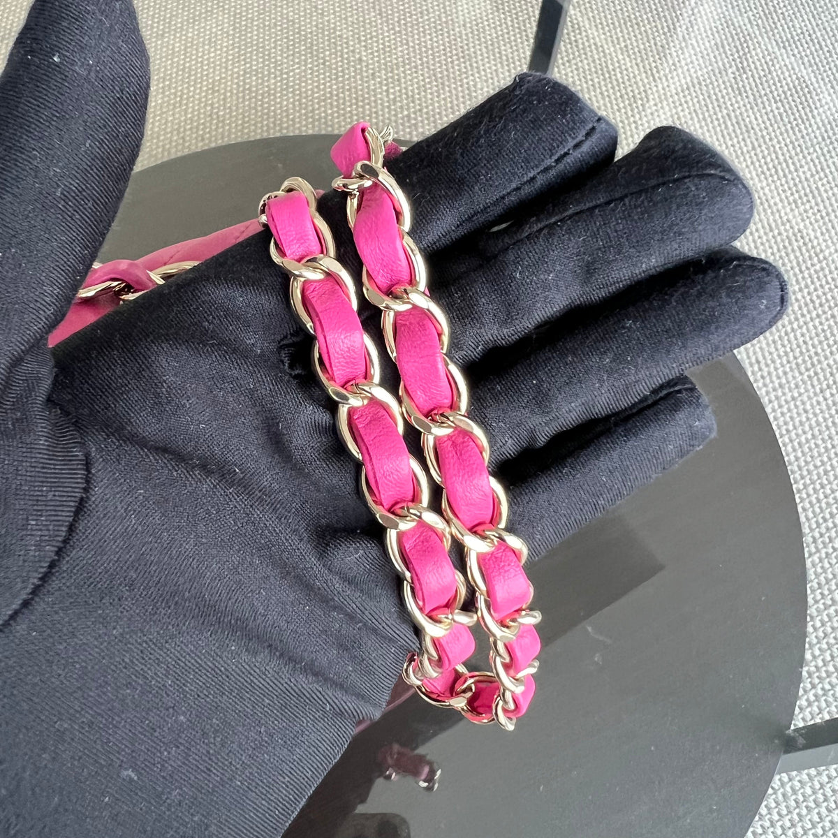 Double Flap Chevron Lambskin Hot Pink Light Golden Hardware Series 24
