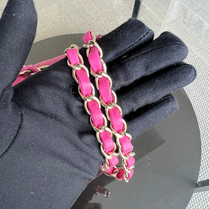 Double Flap Chevron Lambskin Hot Pink Light Golden Hardware Series 24