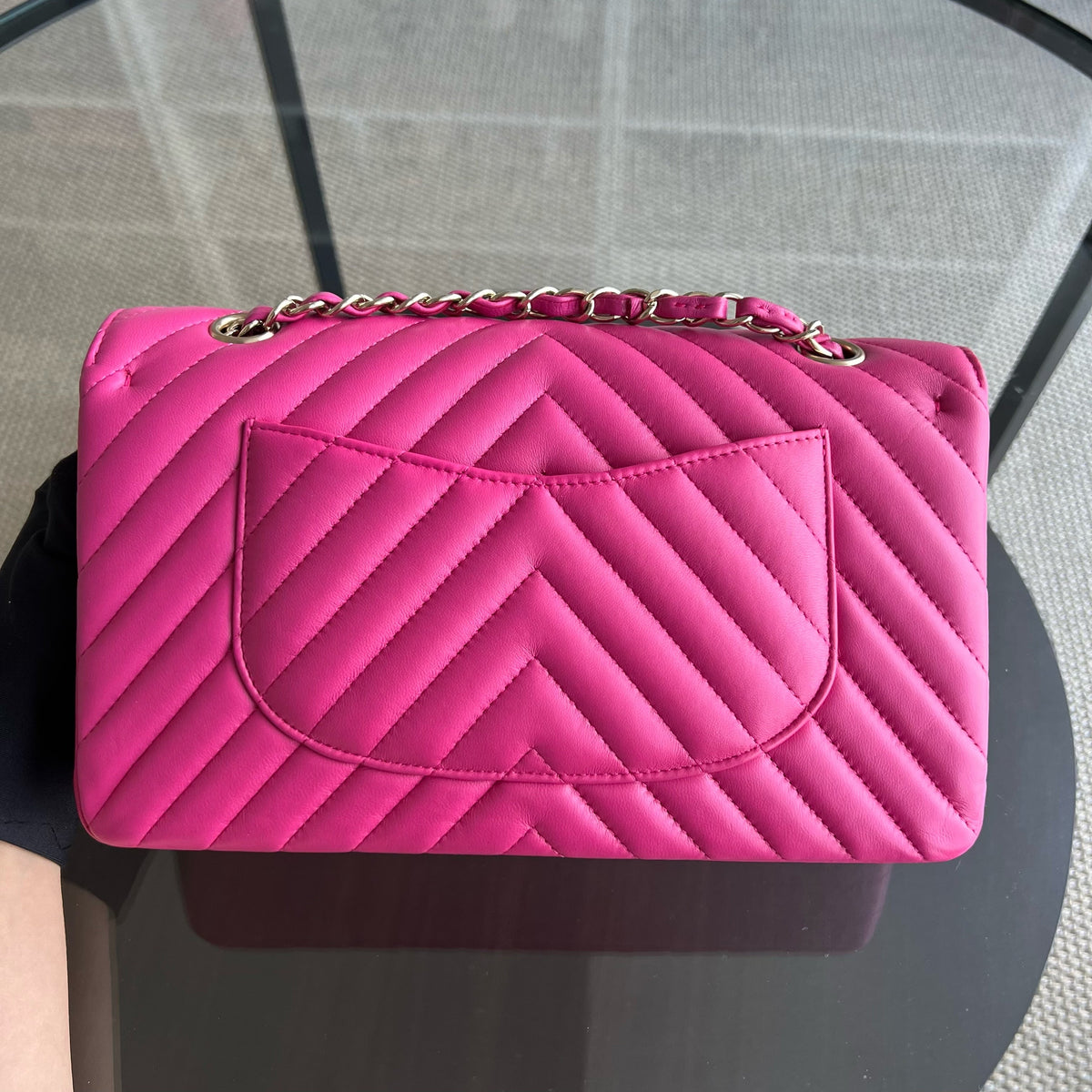 Double Flap Chevron Lambskin Hot Pink Light Golden Hardware Series 24