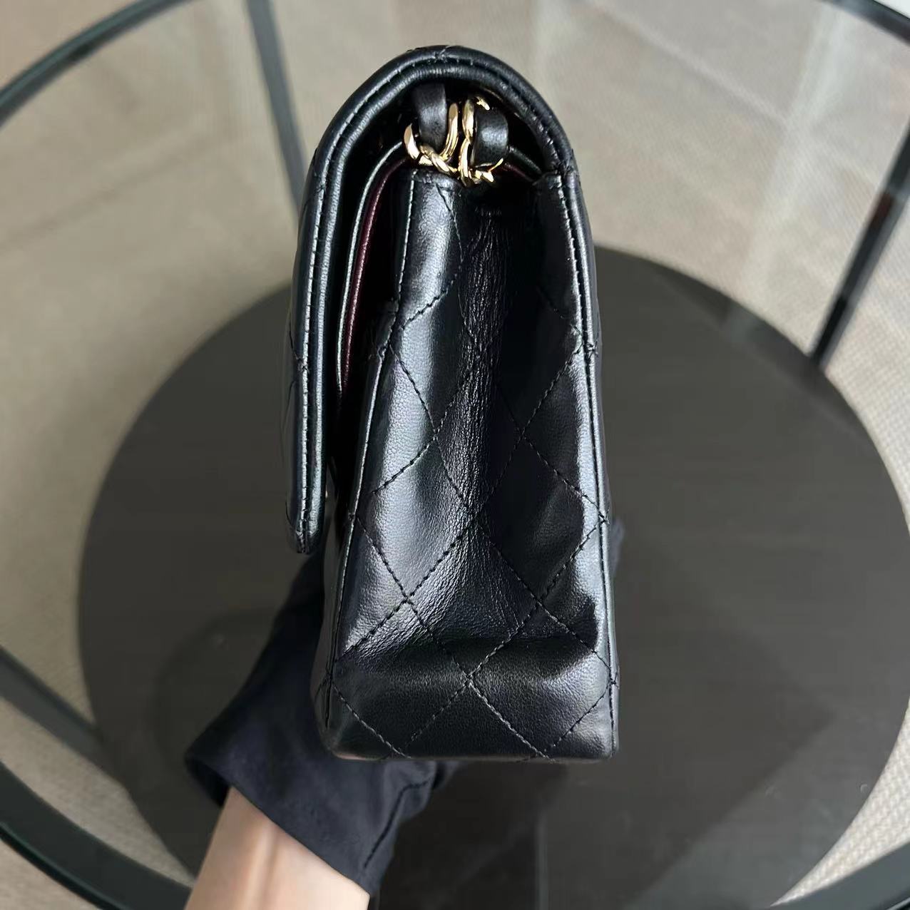 Double Flap Quilted Lambskin Black GHW No 15