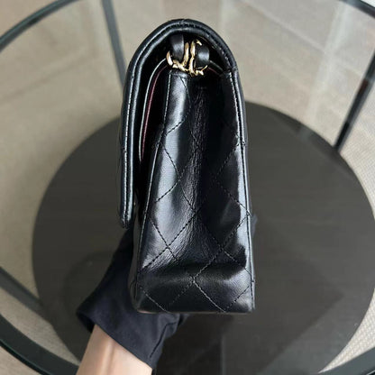 Double Flap Quilted Lambskin Black GHW No 15