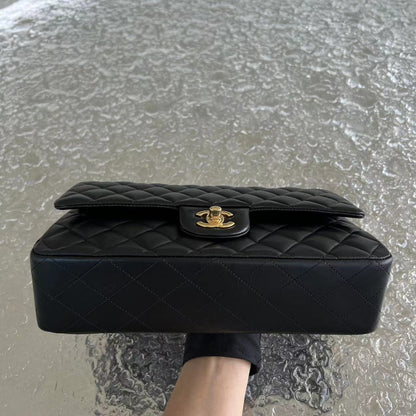 Double Flap Quilted Lambskin Black Golden Hardware Series 19