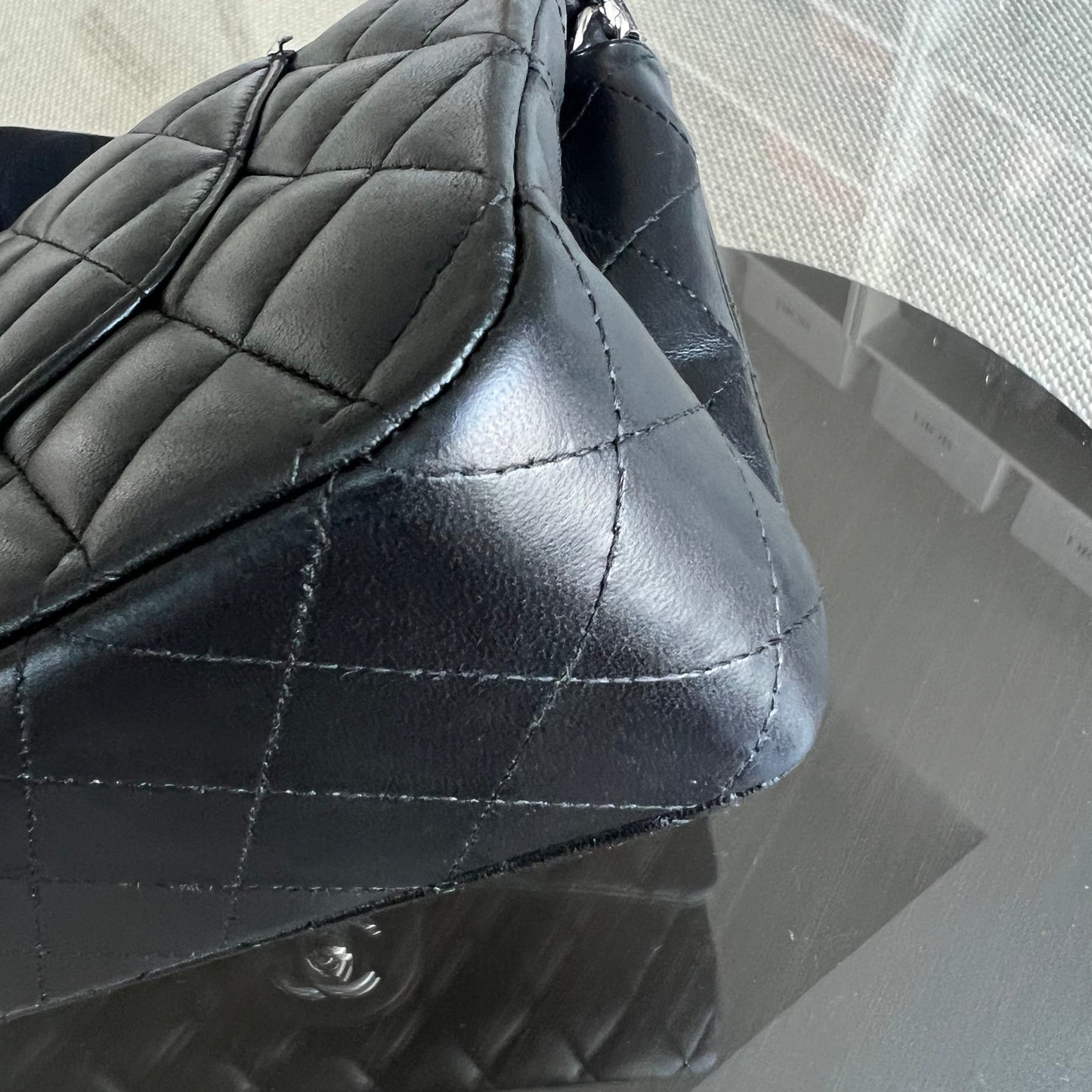 Double Flap Quilted Lambskin Black Silver Hardware Series 19