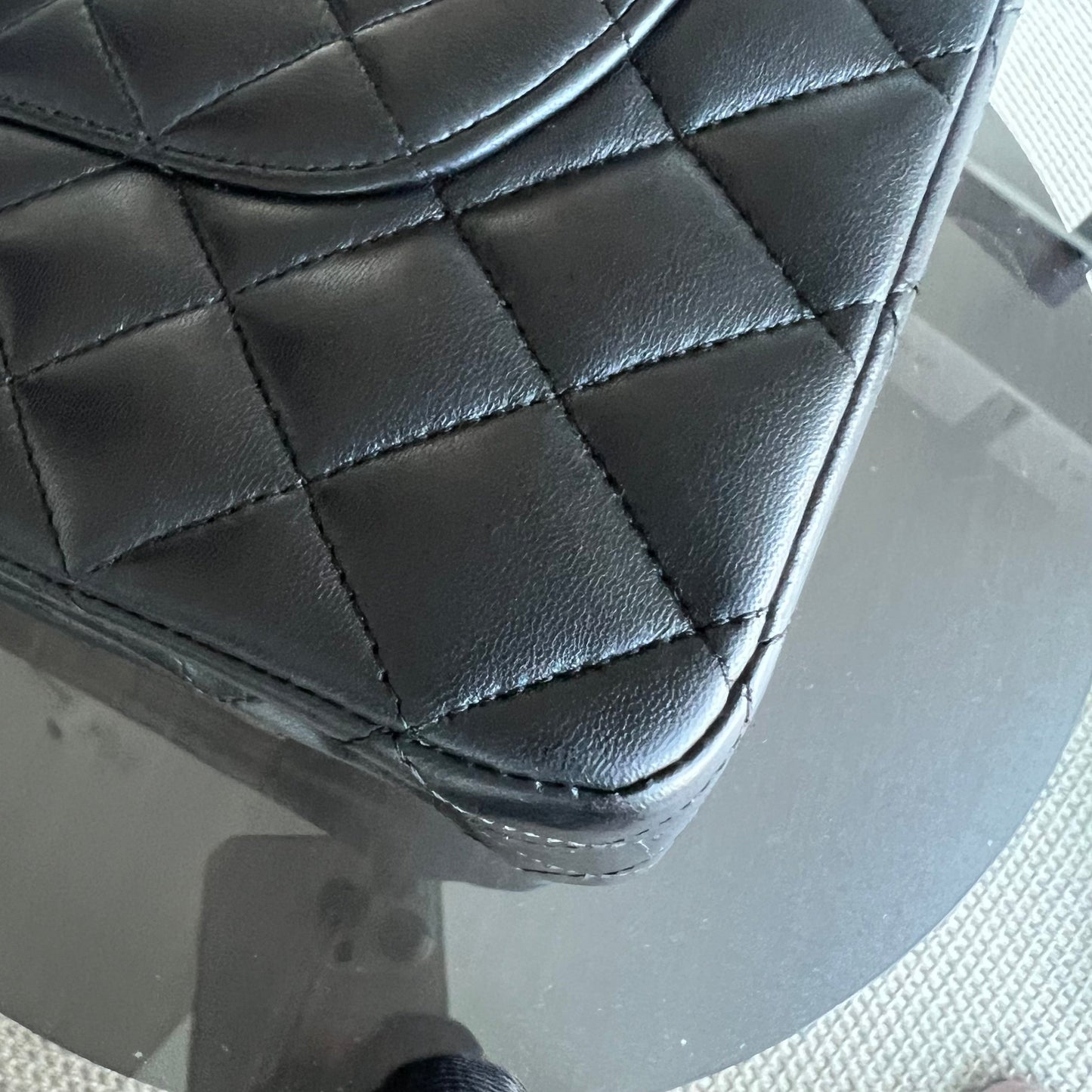 Double Flap Quilted Lambskin Black Silver Hardware Series 19