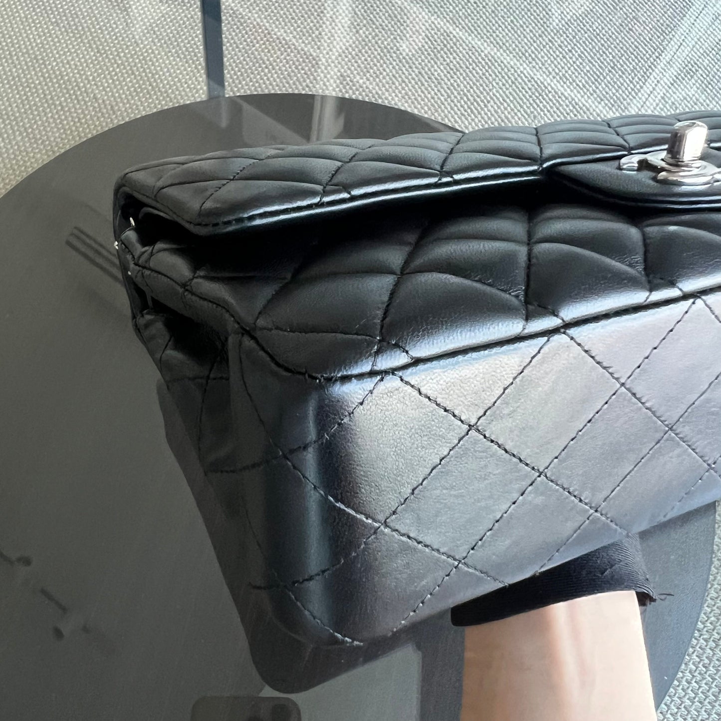 Double Flap Quilted Lambskin Black Silver Hardware Series 19