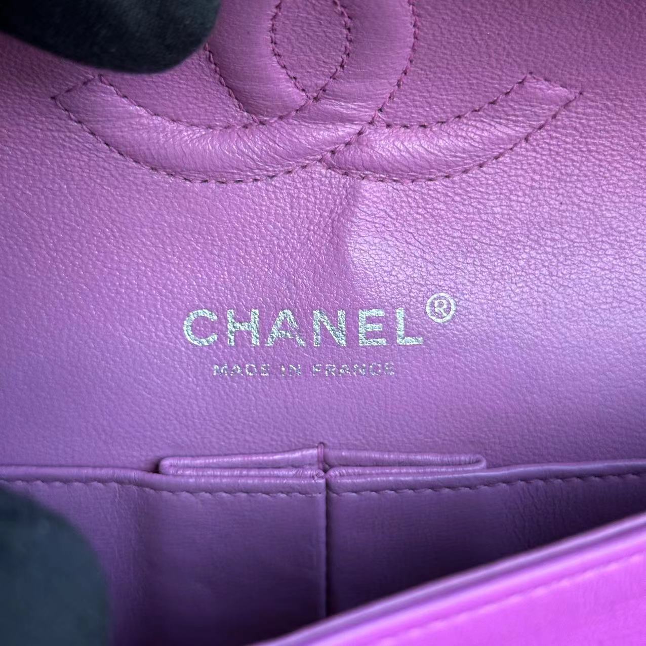 Double Flap Quilted Lambskin Purple SHW No 14