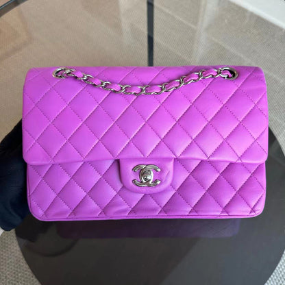 Double Flap Quilted Lambskin Purple SHW No 14