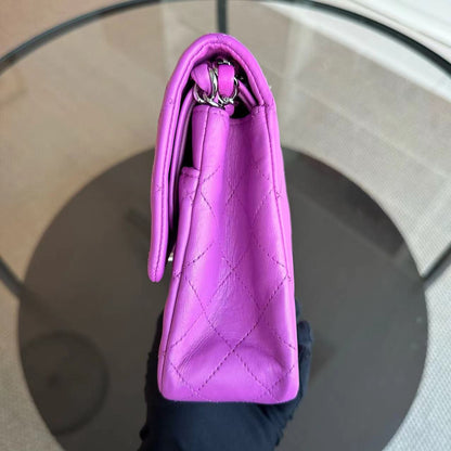 Double Flap Quilted Lambskin Purple SHW No 14