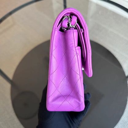 Double Flap Quilted Lambskin Purple SHW No 14