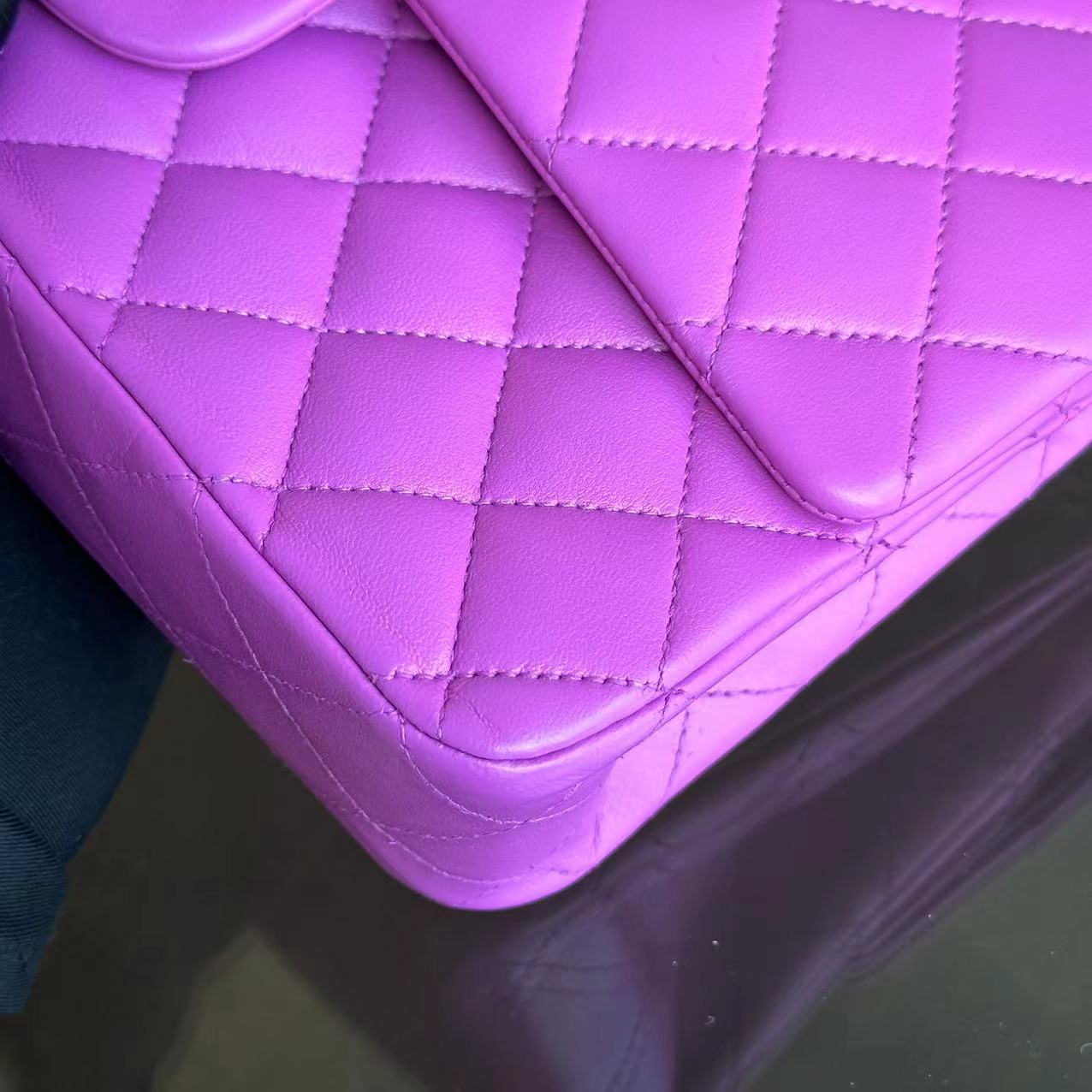 Double Flap Quilted Lambskin Purple SHW No 14