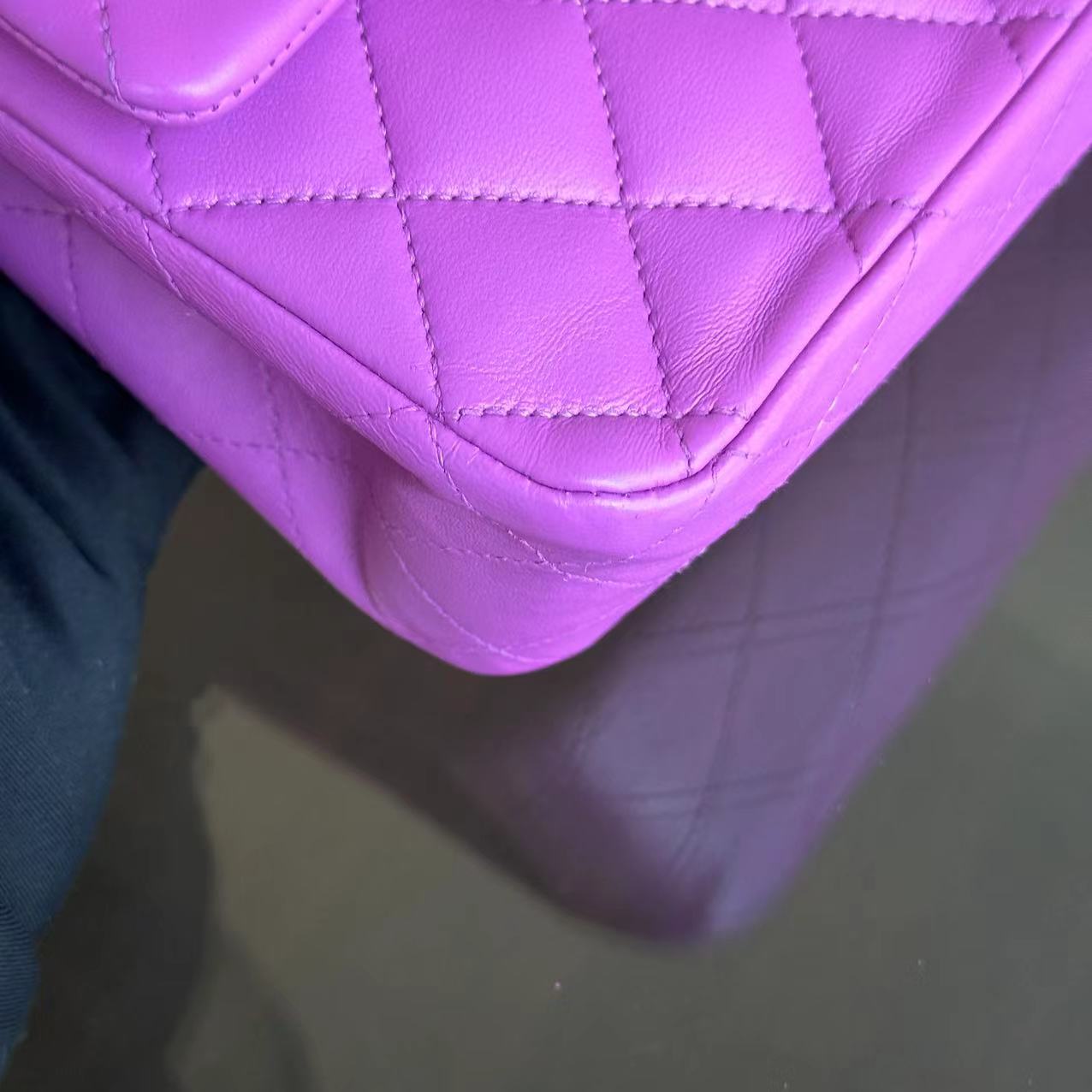 Double Flap Quilted Lambskin Purple SHW No 14