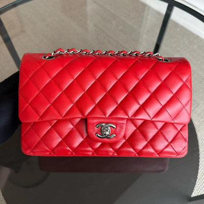 Chanel Classic Flap Medium - Double Flap Quilted Lambskin Red SHW No 15