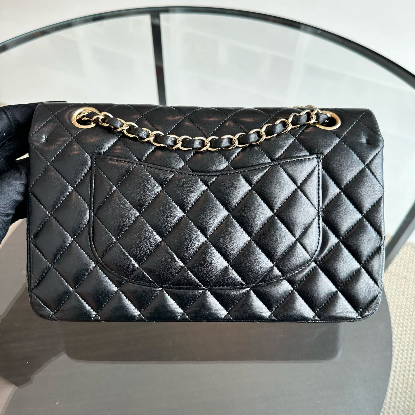 Lambskin 25CM Quilted Black GHW