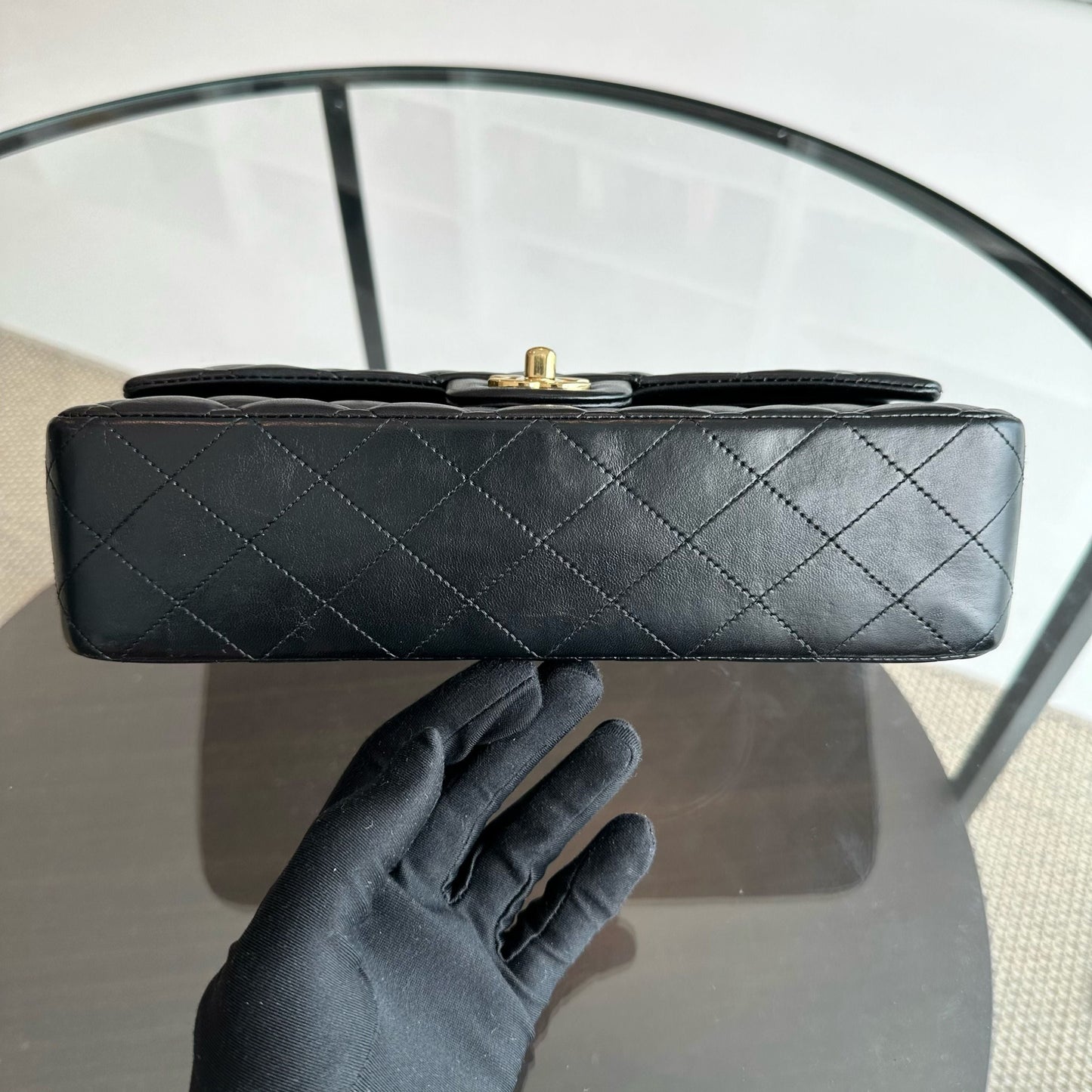 Lambskin 25CM Quilted Black GHW