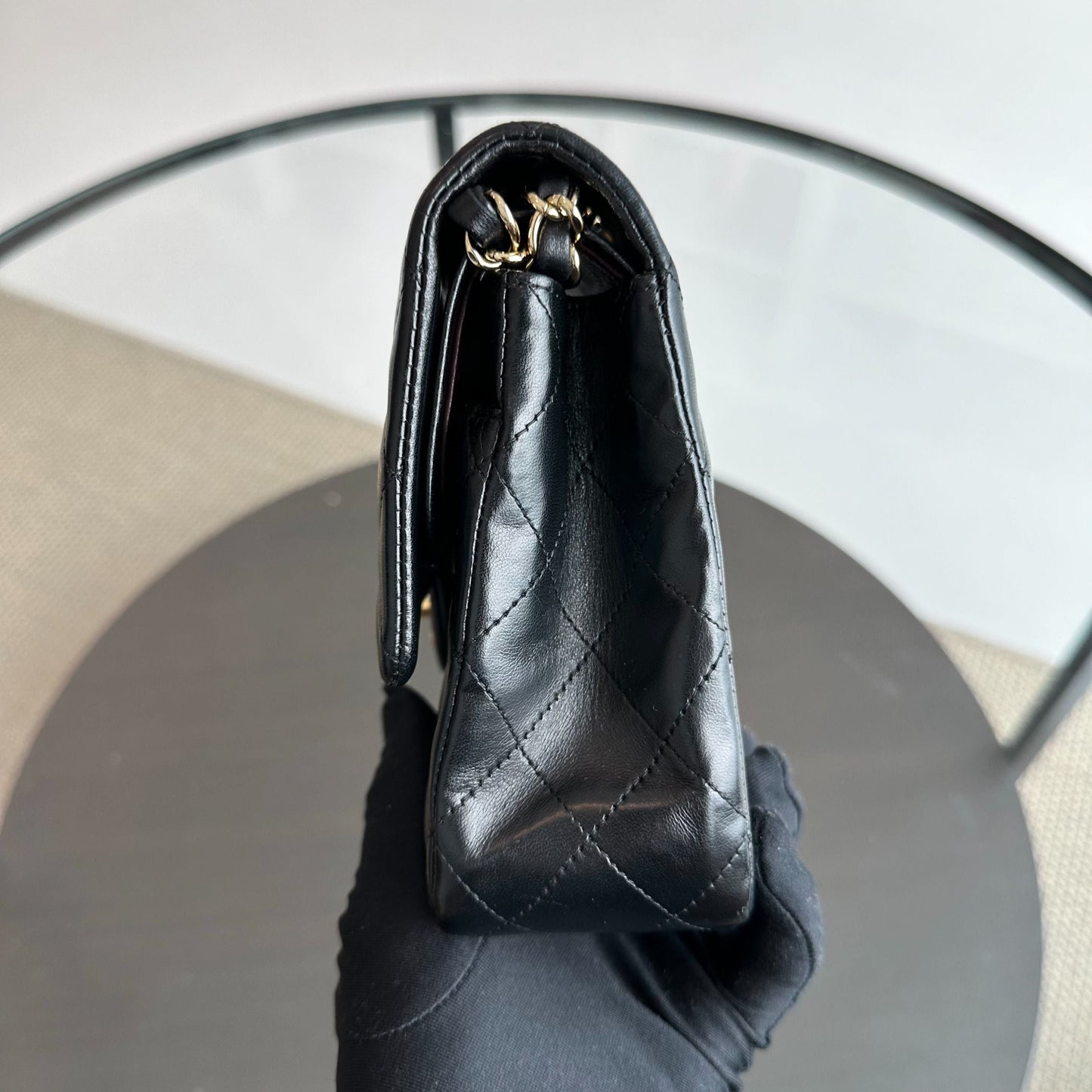 Lambskin 25CM Quilted Black GHW