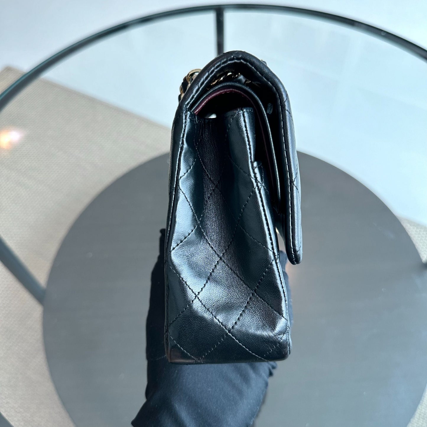 Lambskin 25CM Quilted Black GHW