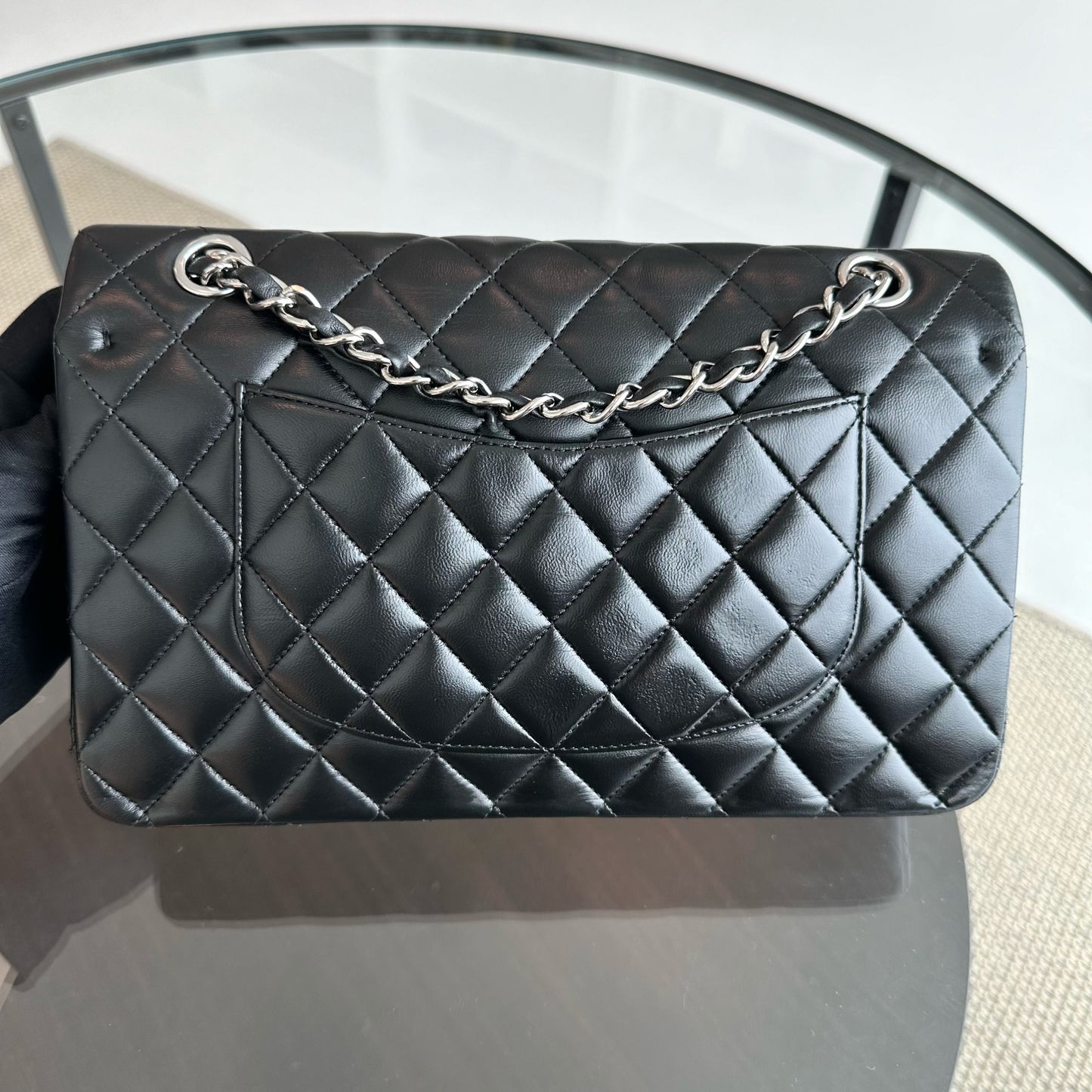 Lambskin 25CM Quilted Black SHW No 14