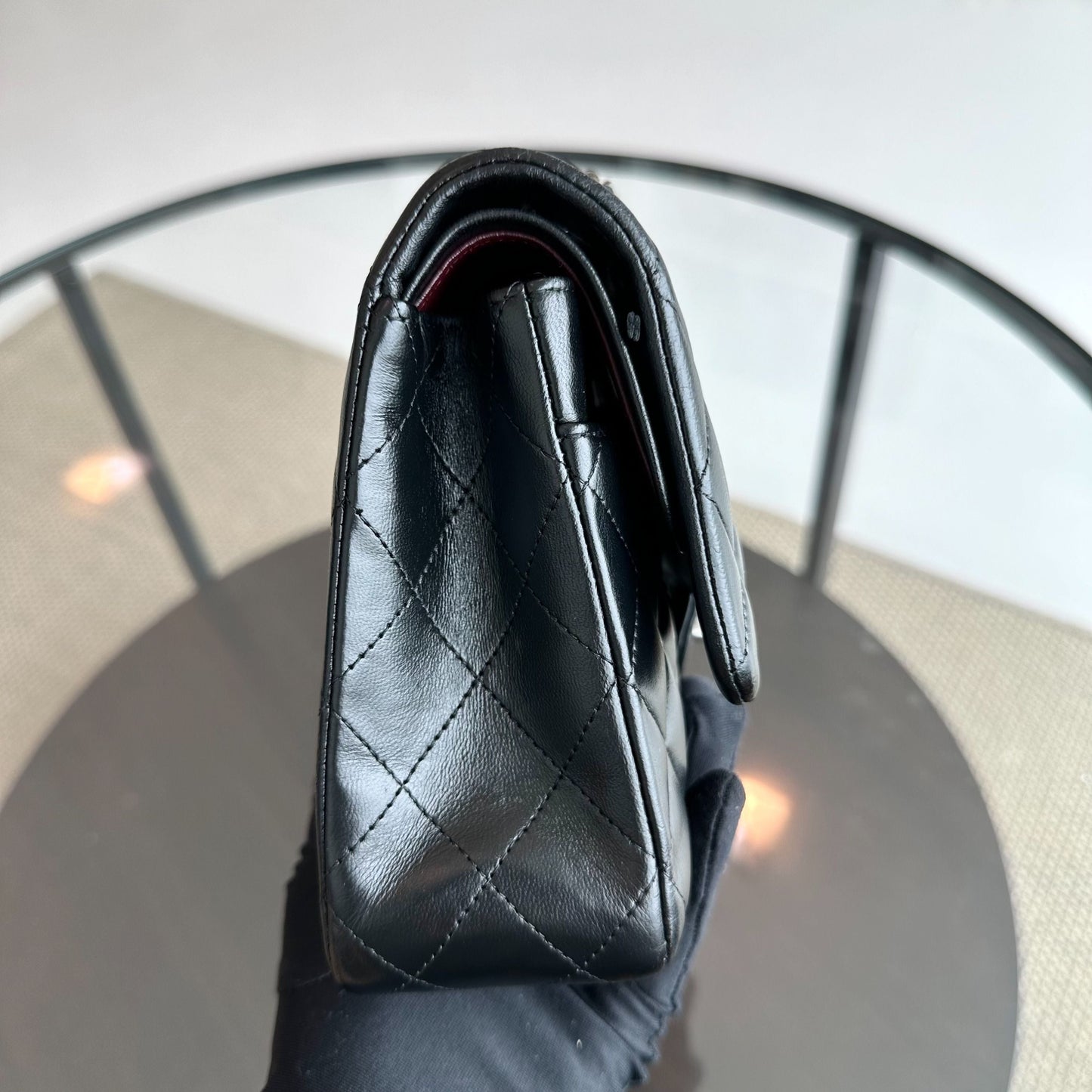 Lambskin 25CM Quilted Black SHW No 14