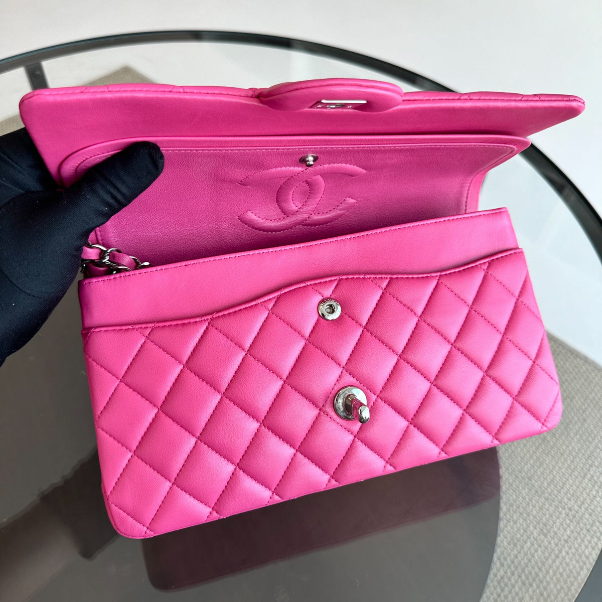 Lambskin Quilted Hot Pink SHW No 19