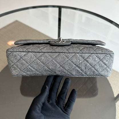 Metallic Crackled Calfskin Quilted Gray SHW No 11