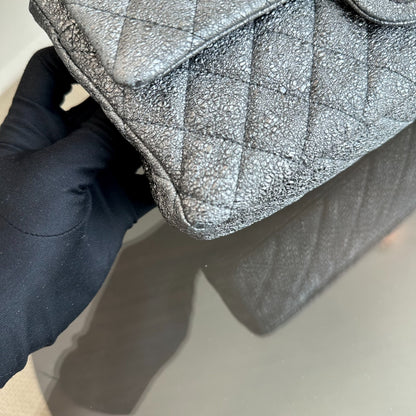Metallic Crackled Calfskin Quilted Gray SHW No 11