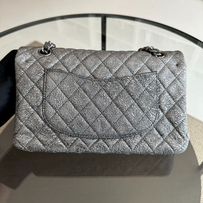 Metallic Crackled Calfskin Quilted Gray SHW No 11