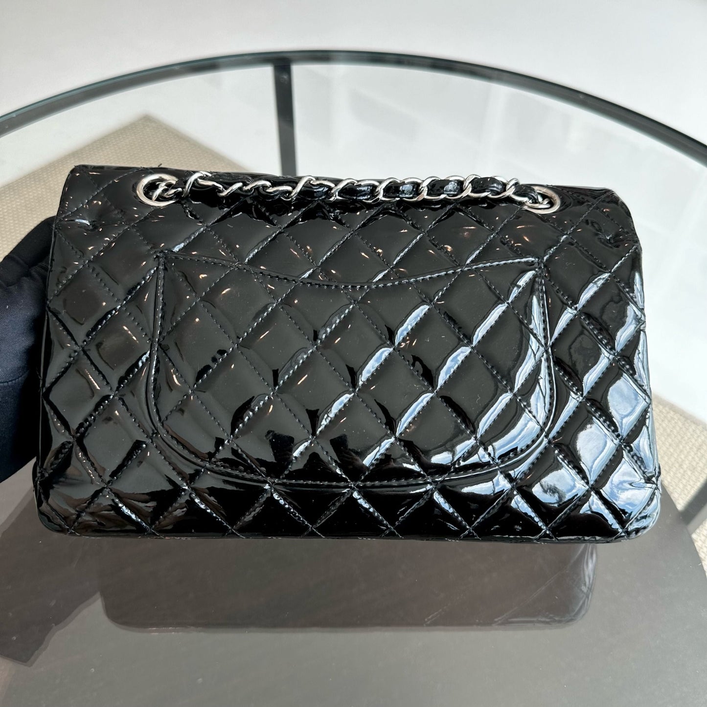 Patent Leather Quilted Black SHW No 18
