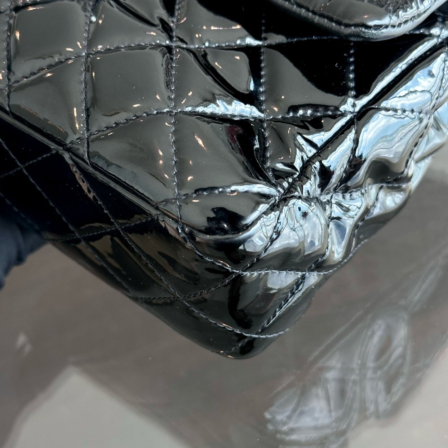 Patent Leather Quilted Black SHW No 18