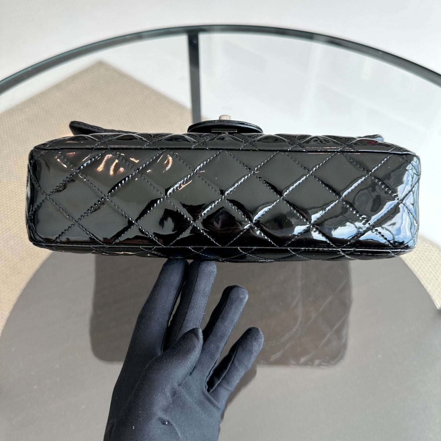 Patent Leather Quilted Black SHW No 18