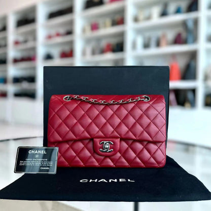 Quilted Lambskin Dark Red Silver Hardware Series 17