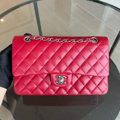 Quilted Lambskin Dark Red Silver Hardware Series 17