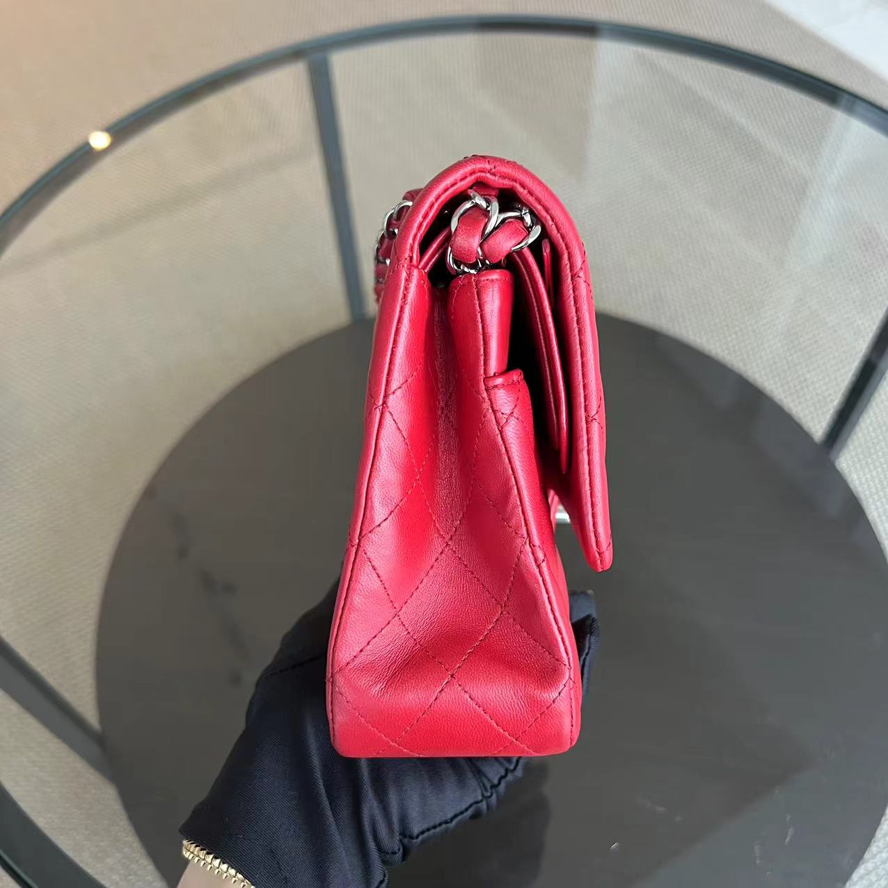 Quilted Lambskin Dark Red Silver Hardware Series 17